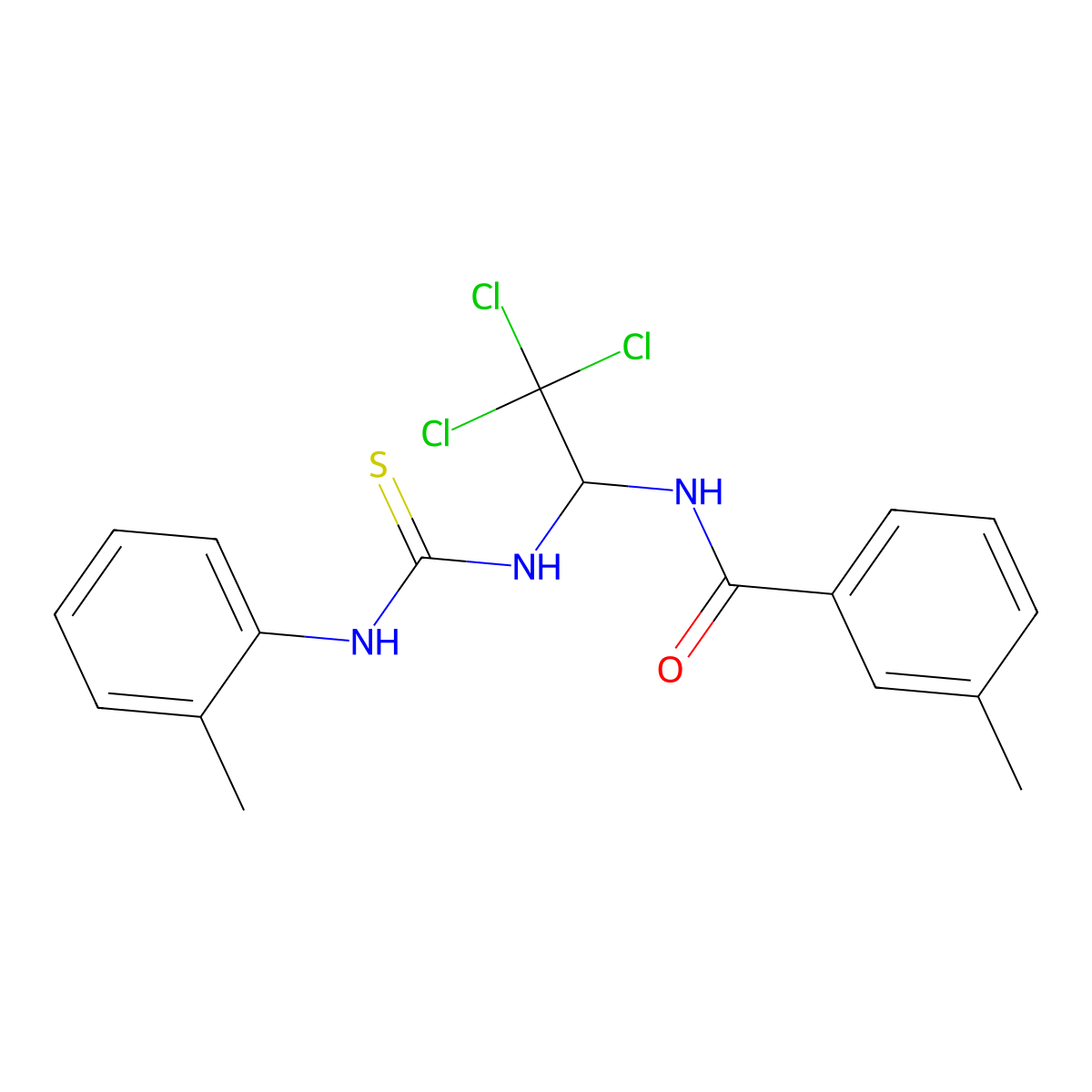 3-methyl-N-[2,2,2-trichloro-1-[(2-methylphenyl)carbamothioylamino]ethyl]benzamide molecular structure, CAS 301816-22-8