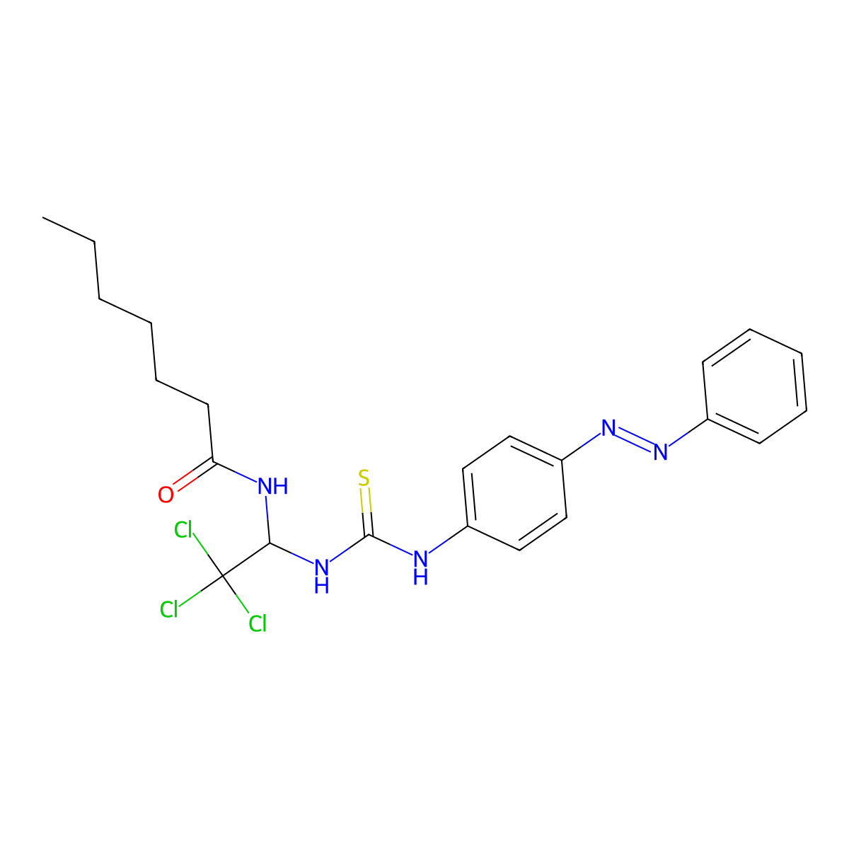 N-{2,2,2-trichloro-1-[({4-[(E)-phenyldiazenyl]phenyl}carbamothioyl)amino]ethyl}heptanamide molecular structure, CAS 301816-52-4