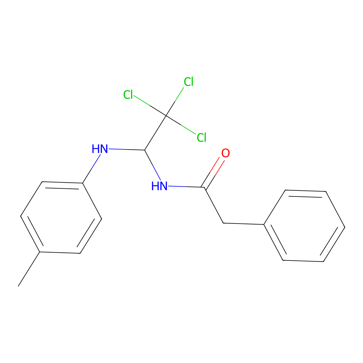 2-phenyl-N-(2,2,2-trichloro-1-(p-tolylamino)ethyl)acetamide molecular structure, CAS 301816-57-9