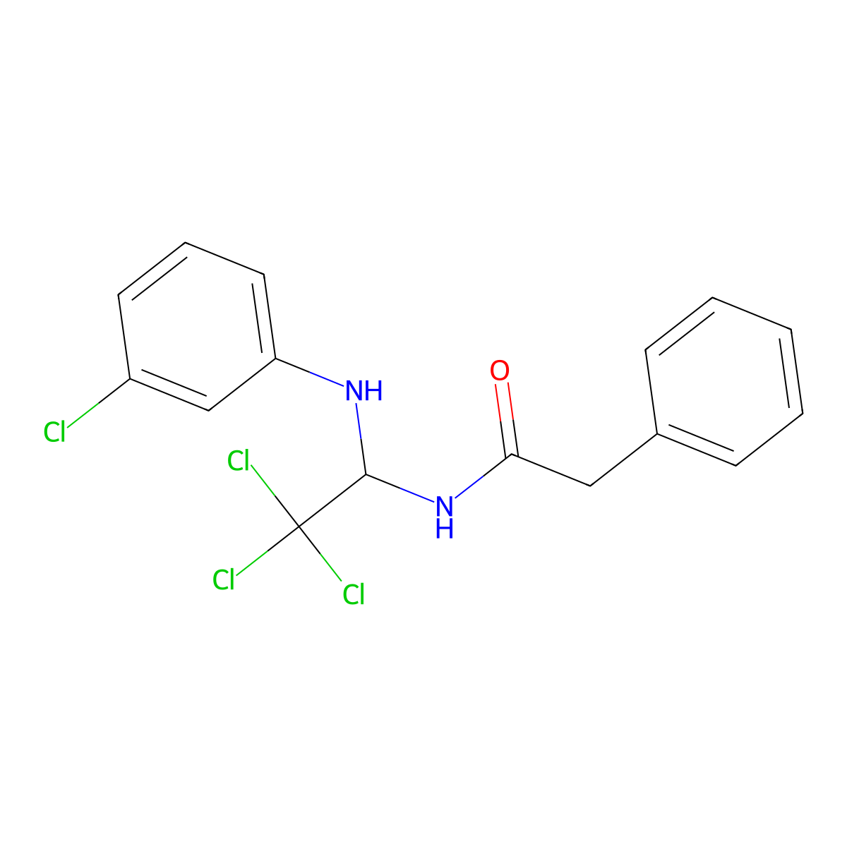 2-phenyl-N-(2,2,2-trichloro-1-((3-chlorophenyl)amino)ethyl)acetamide molecular structure, CAS 301816-62-6