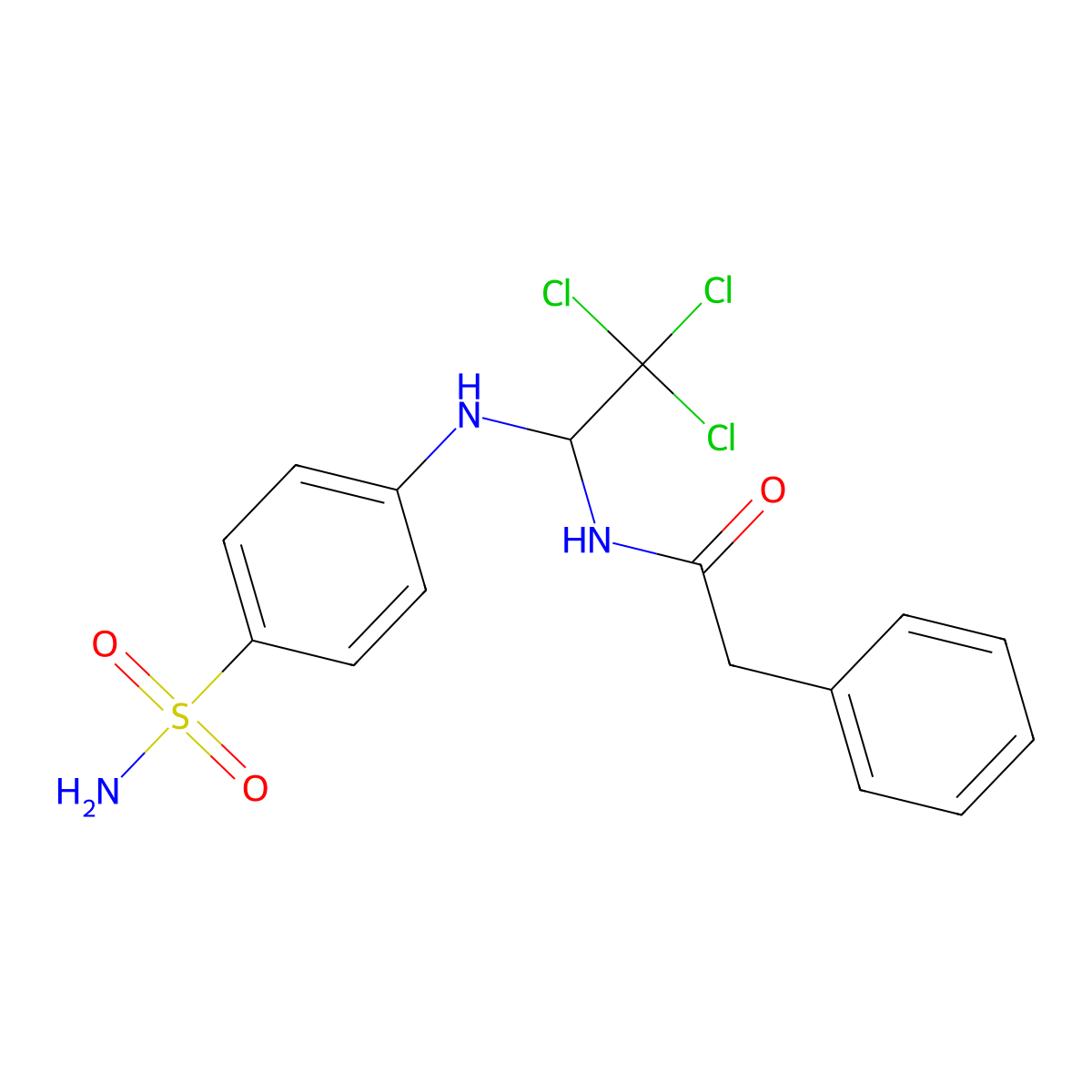 2-phenyl-N-(2,2,2-trichloro-1-((4-sulfamoylphenyl)amino)ethyl)acetamide molecular structure, CAS 301816-70-6