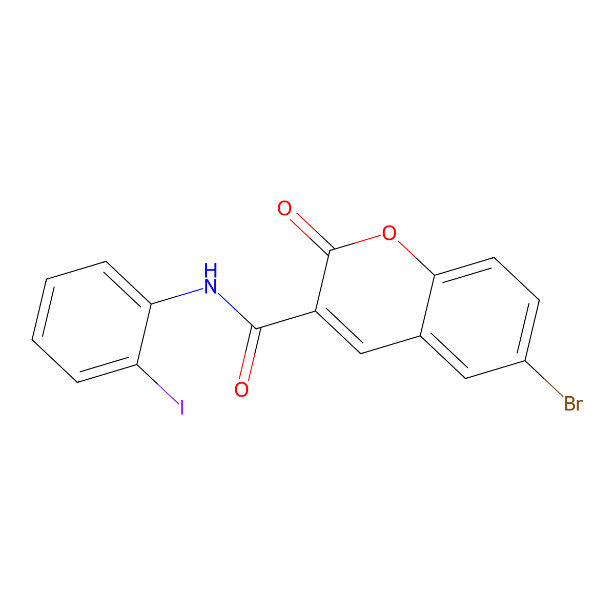 6-bromo-N-(2-iodophenyl)-2-oxo-2H-chromene-3-carboxamide molecular structure, CAS 301818-10-0