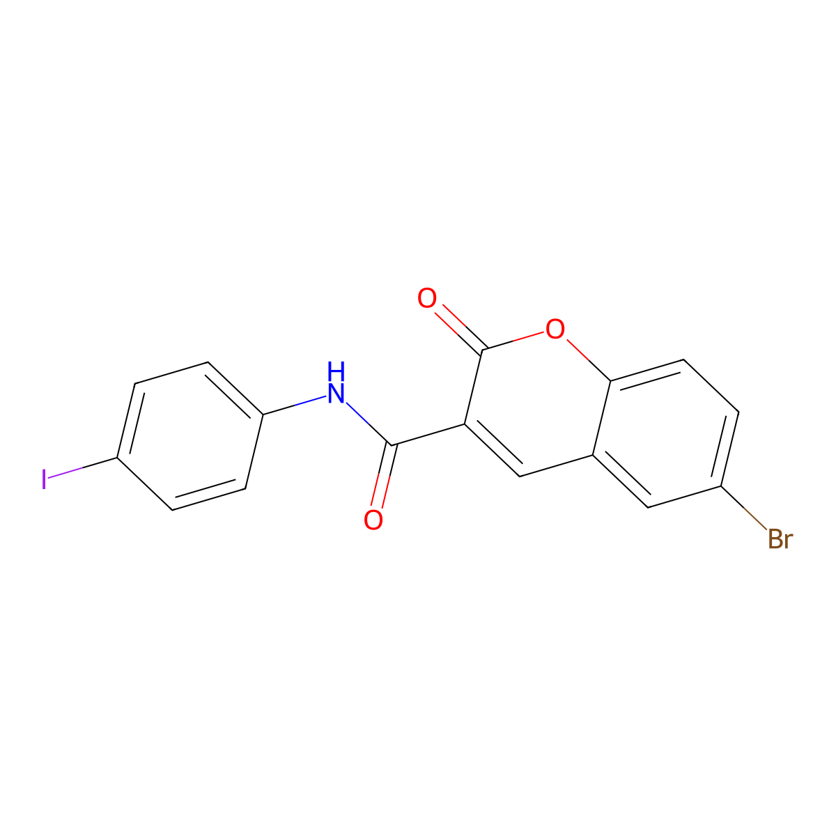 6-bromo-N-(4-iodophenyl)-2-oxo-2H-chromene-3-carboxamide molecular structure, CAS 301818-14-4