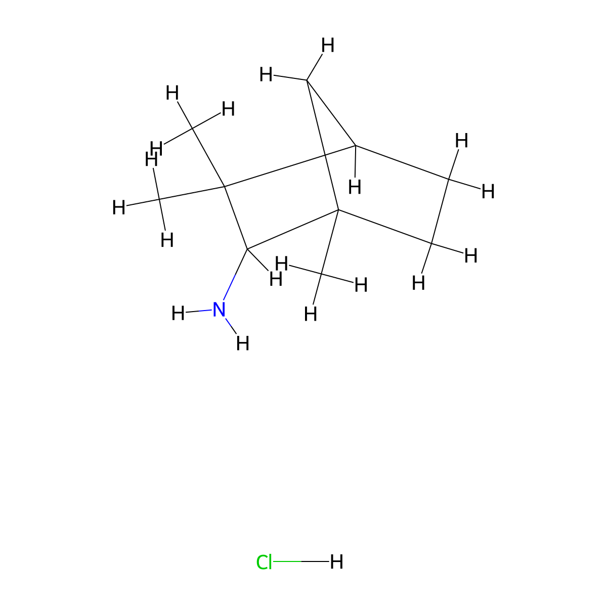1,3,3-Trimethylbicyclo[2.2.1]heptan-2-amine hydrochloride molecular structure, CAS 301822-76-4