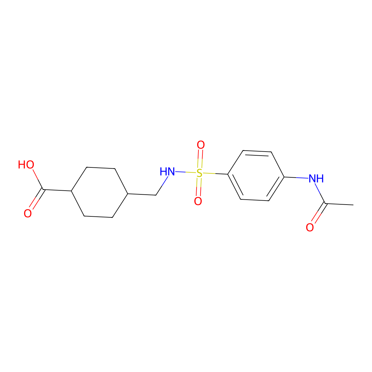 4-[({[4-(Acetylamino)phenyl]sulfonyl}amino)methyl]cyclohexanecarboxylic acid molecular structure, CAS 301827-49-6