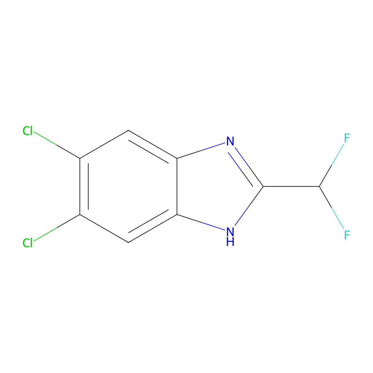 5,6-Dichloro-2-(difluoromethyl)-1H-benzo[d]imidazole molecular structure, CAS 30183-28-9