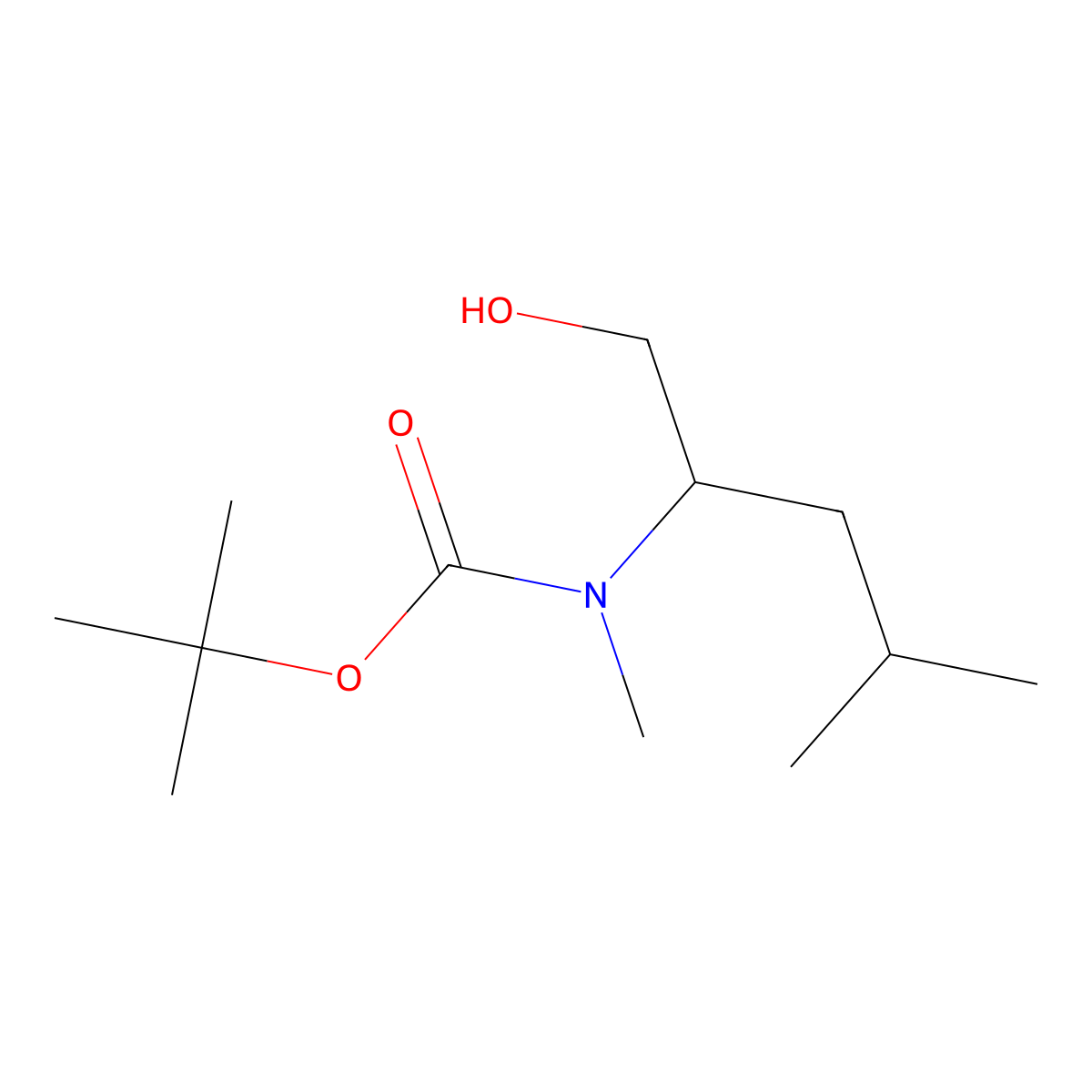 Tert-butyl n-(1-hydroxy-4-methylpentan-2-yl)-n-methylcarbamate molecular structure, CAS 301833-80-7
