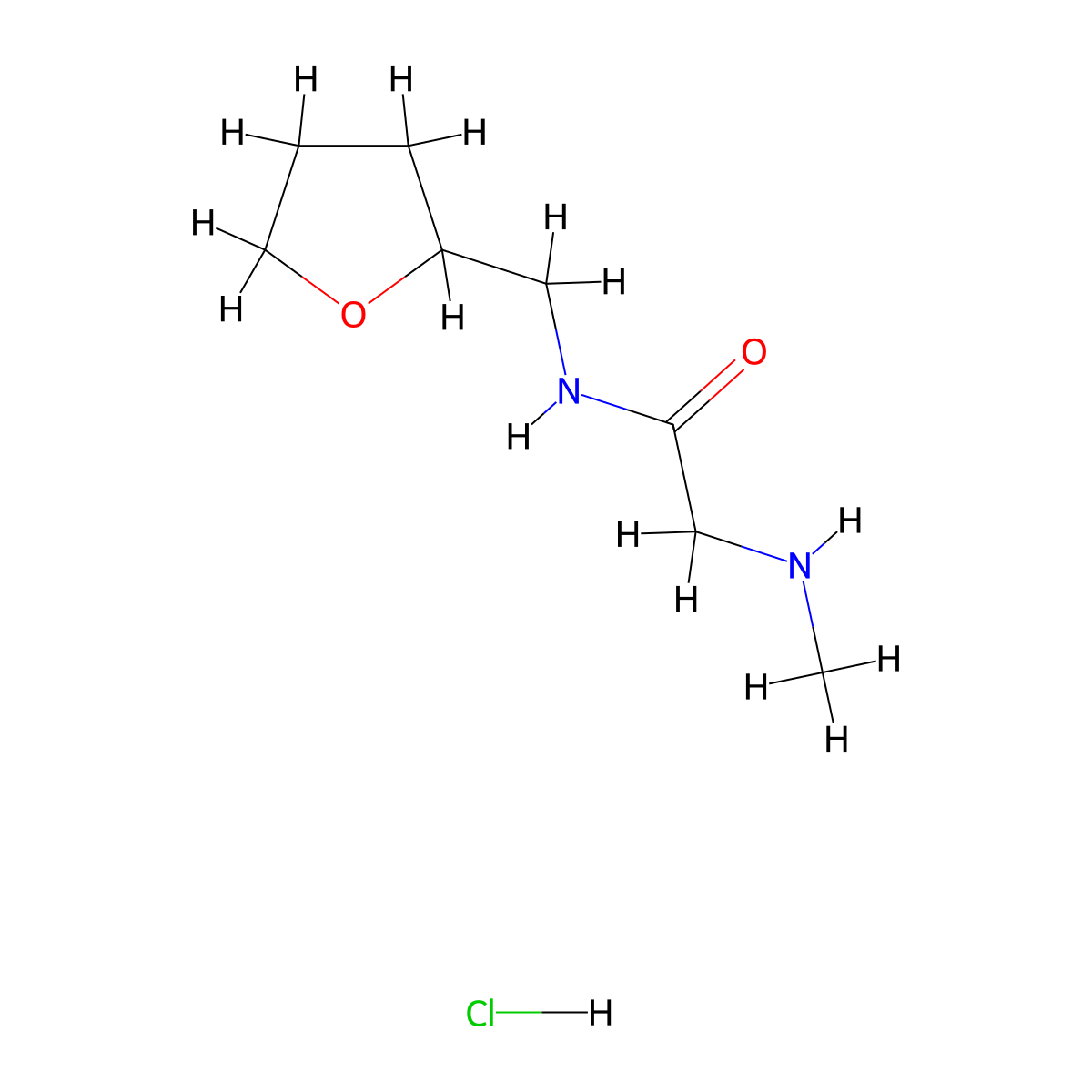 2-(Methylamino)-N-(tetrahydro-2-furanylmethyl)-acetamide hydrochloride molecular structure, CAS 301840-56-2