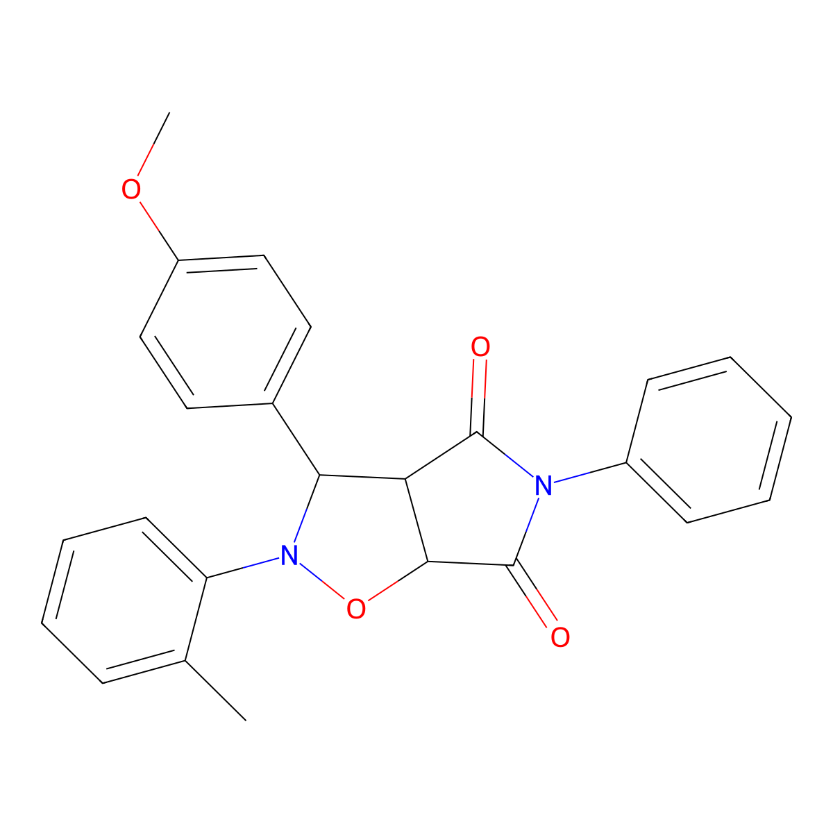 3-(4-methoxyphenyl)-2-(2-methylphenyl)-5-phenyldihydro-2H-pyrrolo[3,4-d]isoxazole-4,6(3H,5H)-dione molecular structure, CAS 301846-64-0
