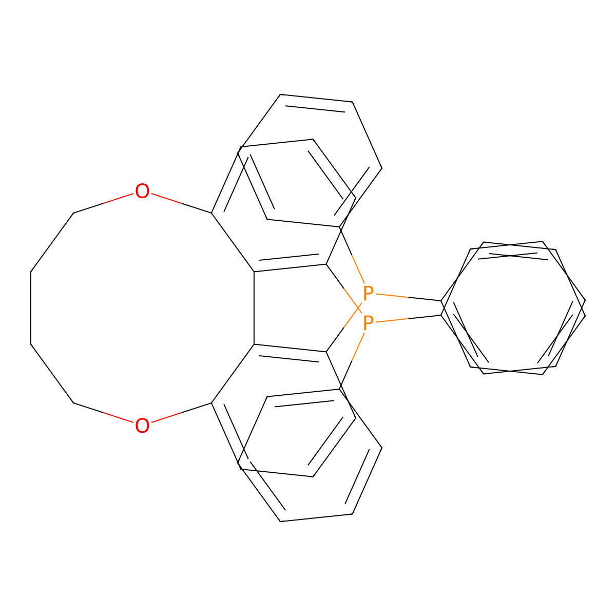 (14aR)-1,14-Bis(diphenylphosphino)-6,7,8,9-tetrahydrodibenzo[b,d][1,6]dioxecine molecular structure, CAS 301847-90-5