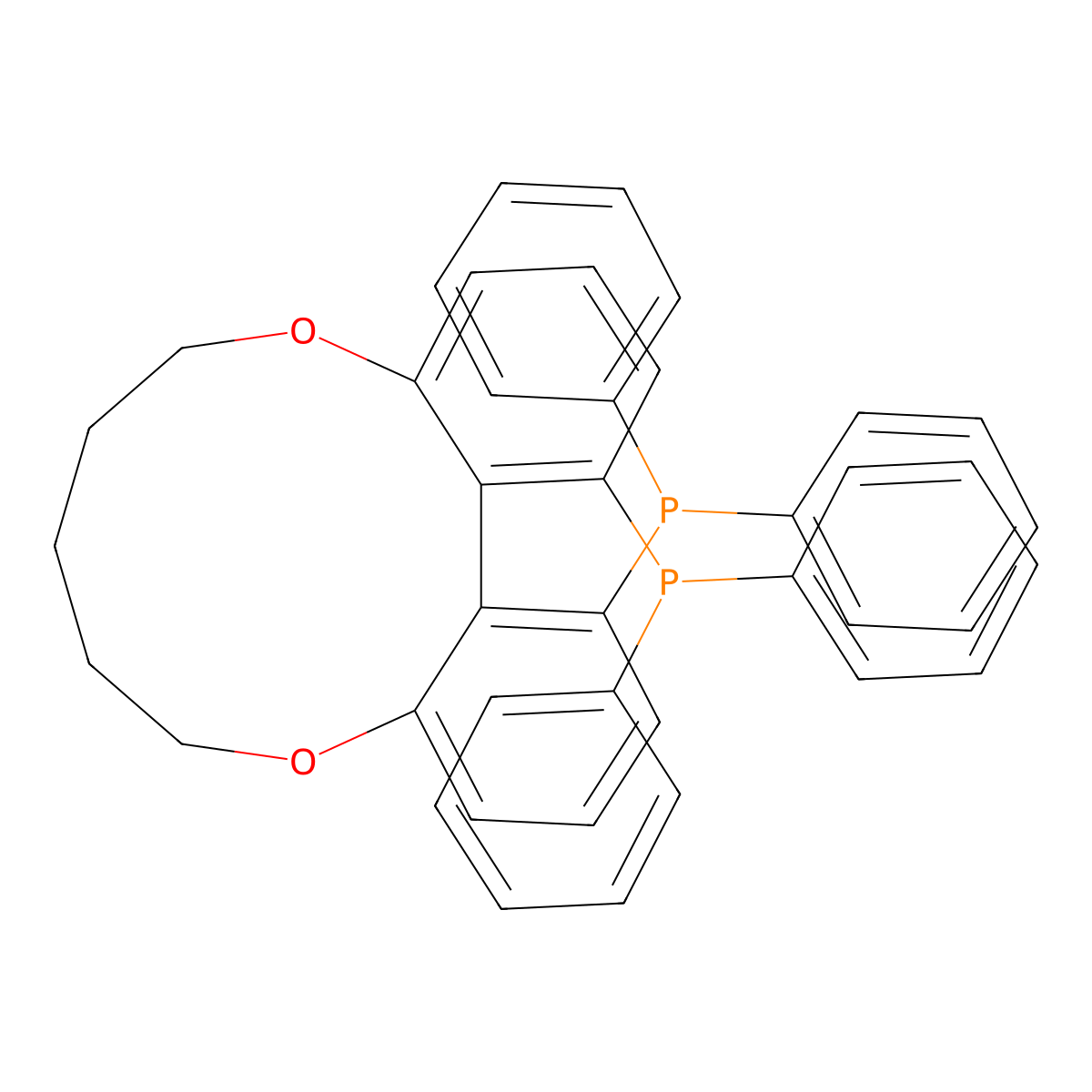 (15aR)-1,15-Bis(diphenylphosphino)-7,8,9,10-tetrahydro-6H-dibenzo[b,d][1,6]dioxacycloundecine molecular structure, CAS 301847-91-6