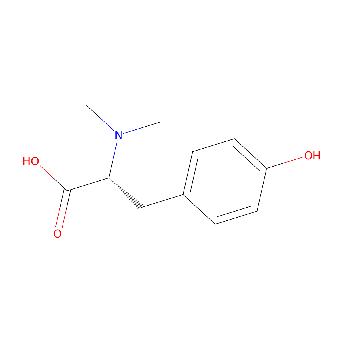 (2R)-2-(dimethylamino)-3-(4-hydroxyphenyl)propanoic acid molecular structure, CAS 301850-37-3