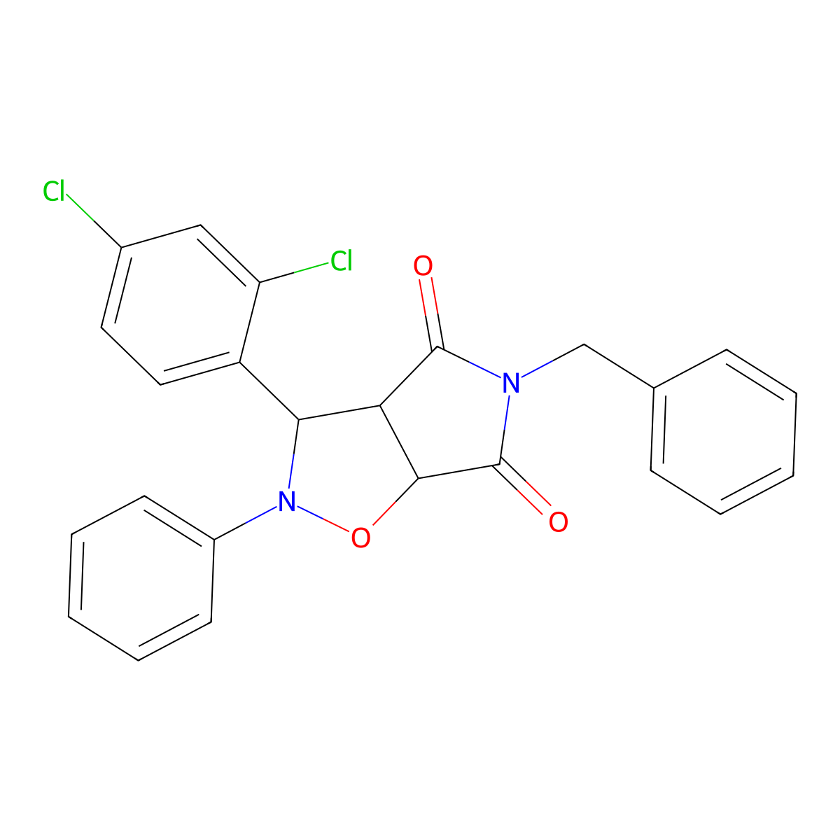 3-(2,4-dichlorophenyl)-2-phenyl-5-(phenylmethyl)dihydro-2H-pyrrolo[3,4-d]isoxazole-4,6(3H,5H)-dione molecular structure, CAS 301851-54-7