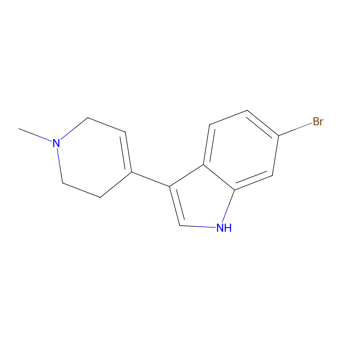 6-Bromo-3-(1-methyl-1,2,3,6-tetrahydropyridin-4-YL)-1H-indole molecular structure, CAS 301856-44-0