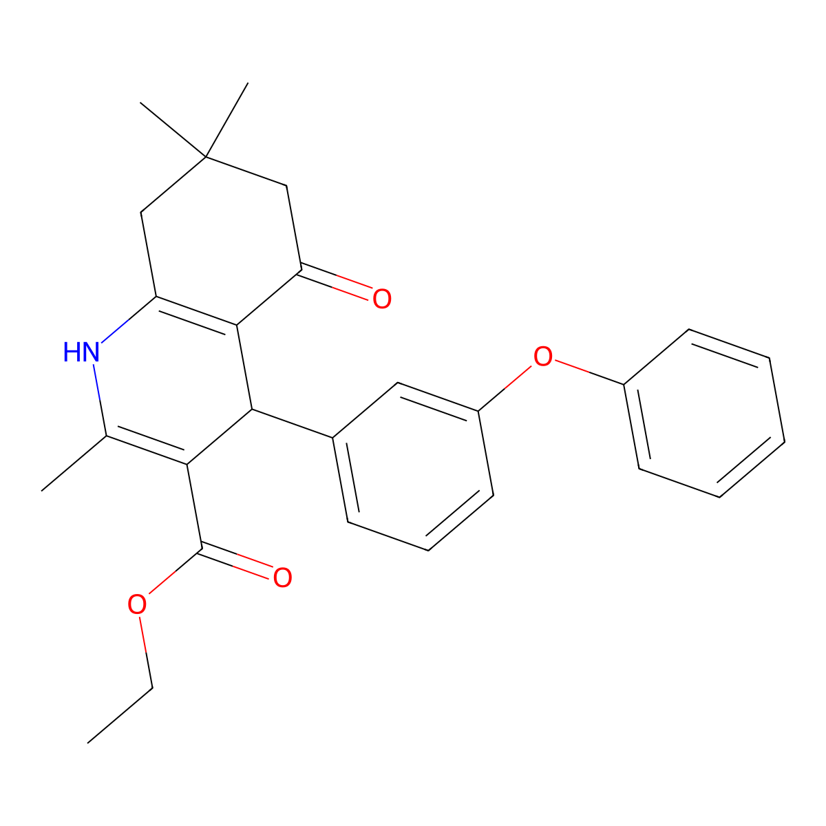 Ethyl 2,7,7-trimethyl-5-oxo-4-(3-phenoxyphenyl)-1,4,5,6,7,8-hexahydroquinoline-3-carboxylate molecular structure, CAS 301858-02-6