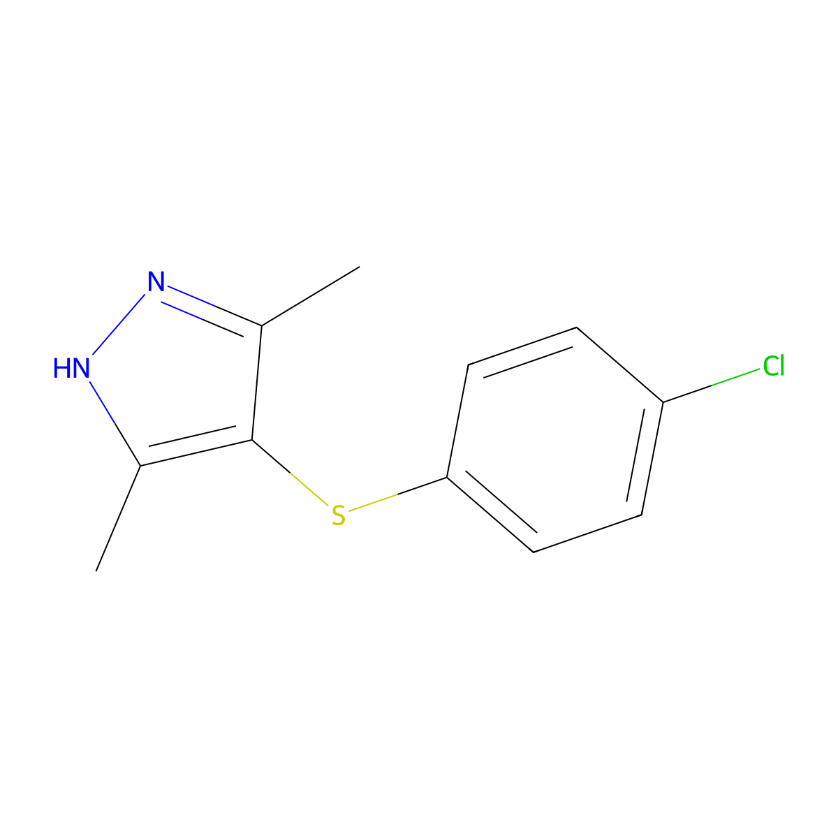 4-[(4-chlorophenyl)thio]-3,5-dimethyl-1H-pyrazole molecular structure, CAS 301858-86-6