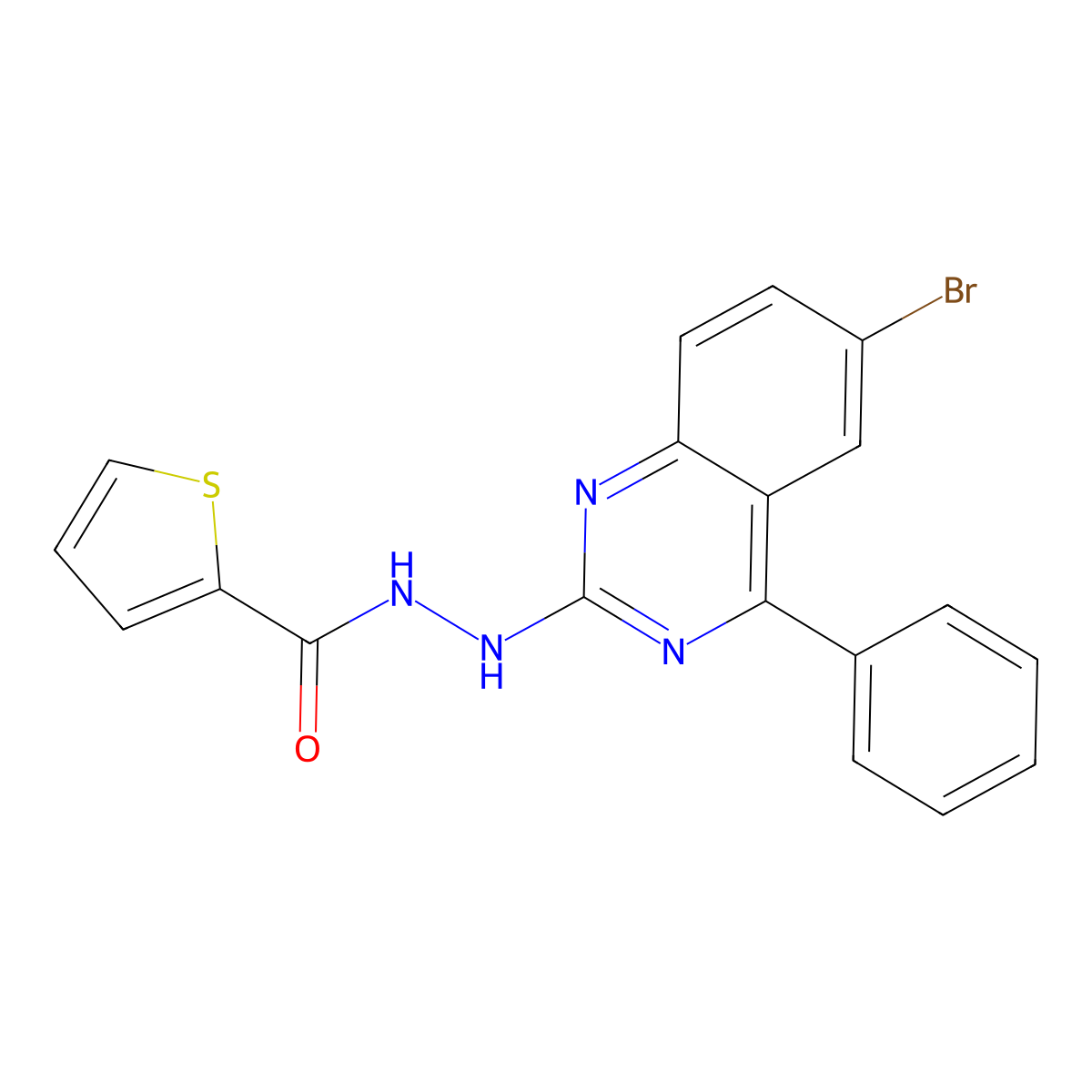 N'-(6-bromo-4-phenylquinazolin-2-yl)thiophene-2-carbohydrazide molecular structure, CAS 301859-66-5