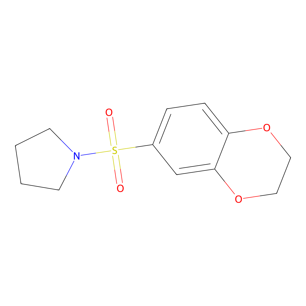 1-(2,3-Dihydro-1,4-benzodioxin-6-ylsulfonyl)pyrrolidine molecular structure, CAS 301859-77-8