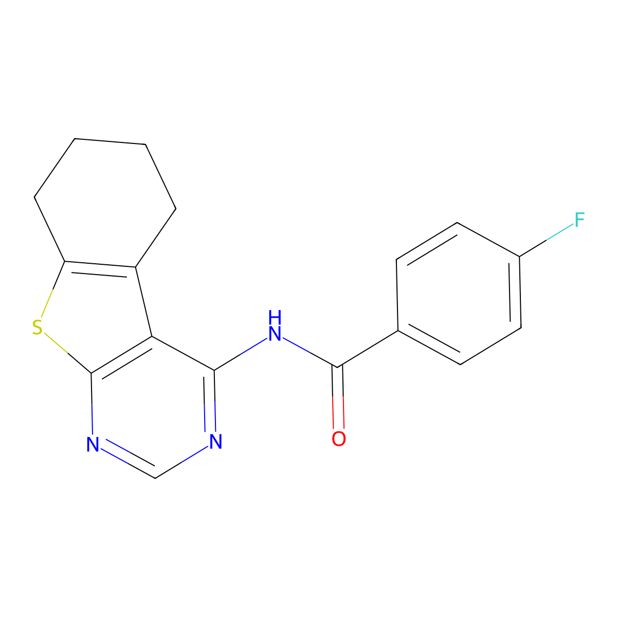 4-fluoro-N-(5,6,7,8-tetrahydro-[1]benzothiolo[2,3-d]pyrimidin-4-yl)benzamide molecular structure, CAS 301860-61-7