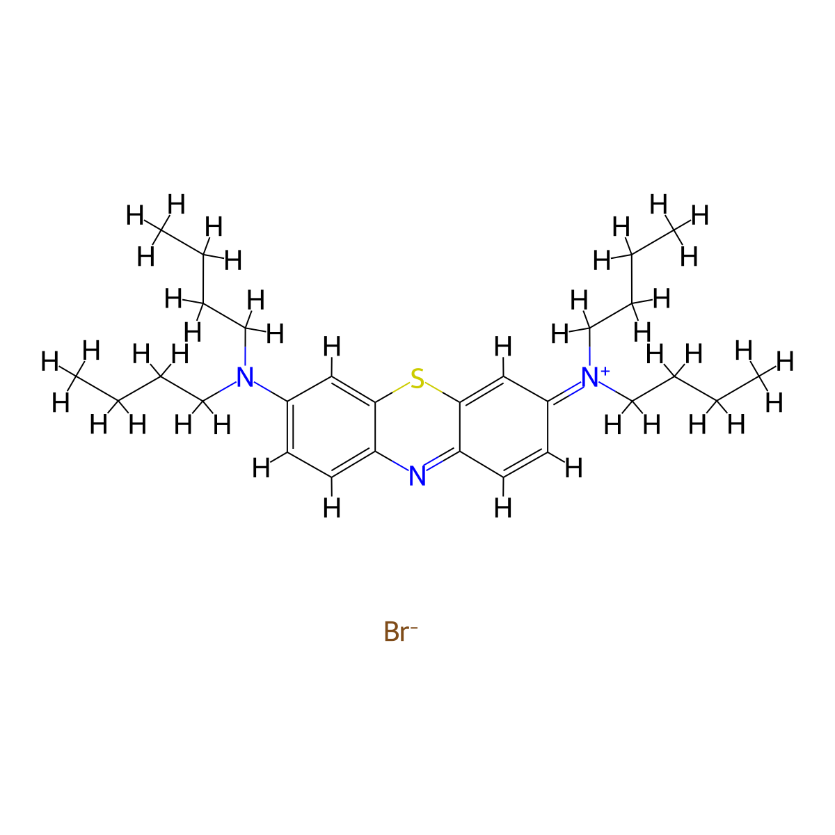 Phenothiazin-5-ium, 3,7-bis(dibutylamino)-, bromide molecular structure, CAS 30189-85-6