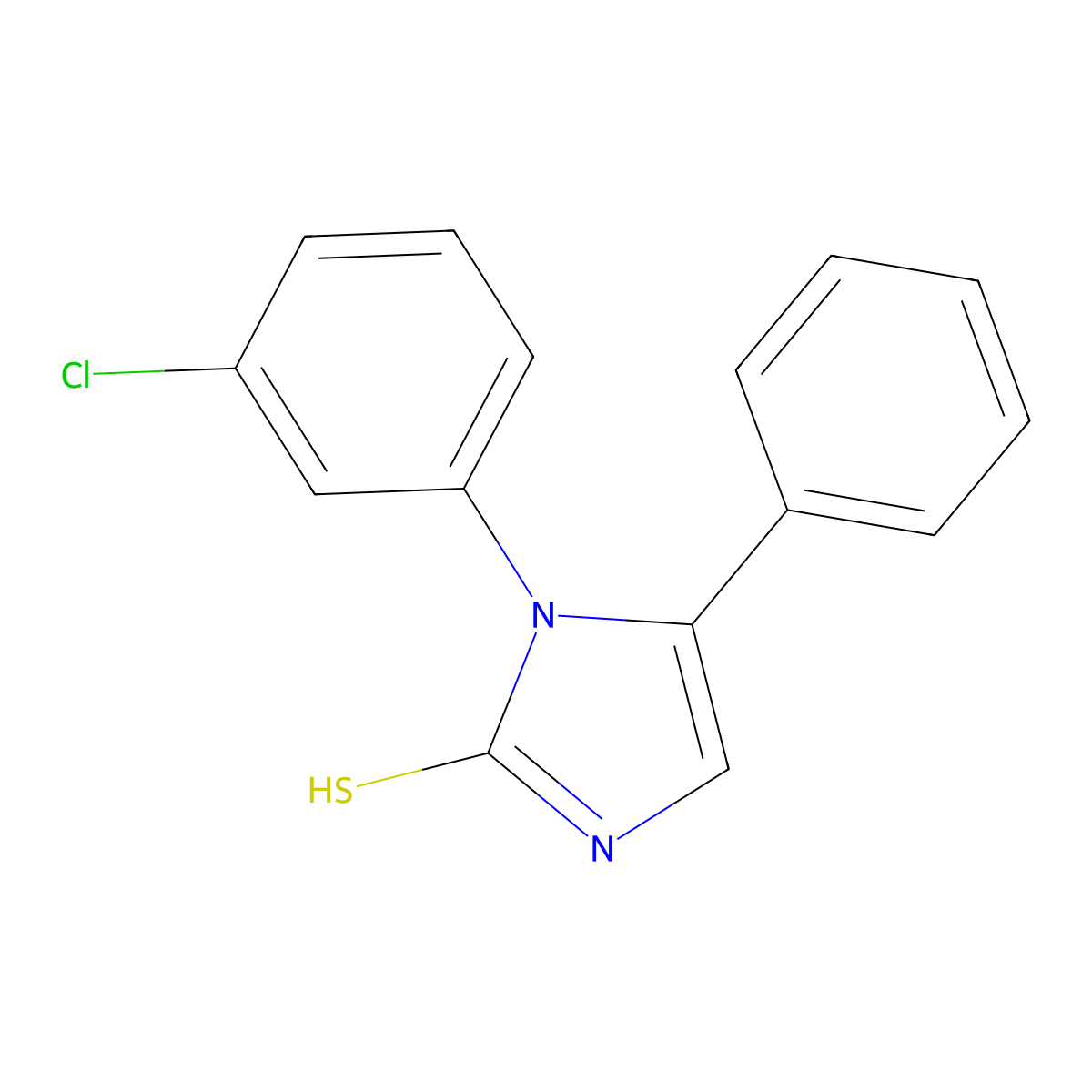 1-(3-chlorophenyl)-5-phenyl-1H-imidazole-2-thiol molecular structure, CAS 30192-78-0