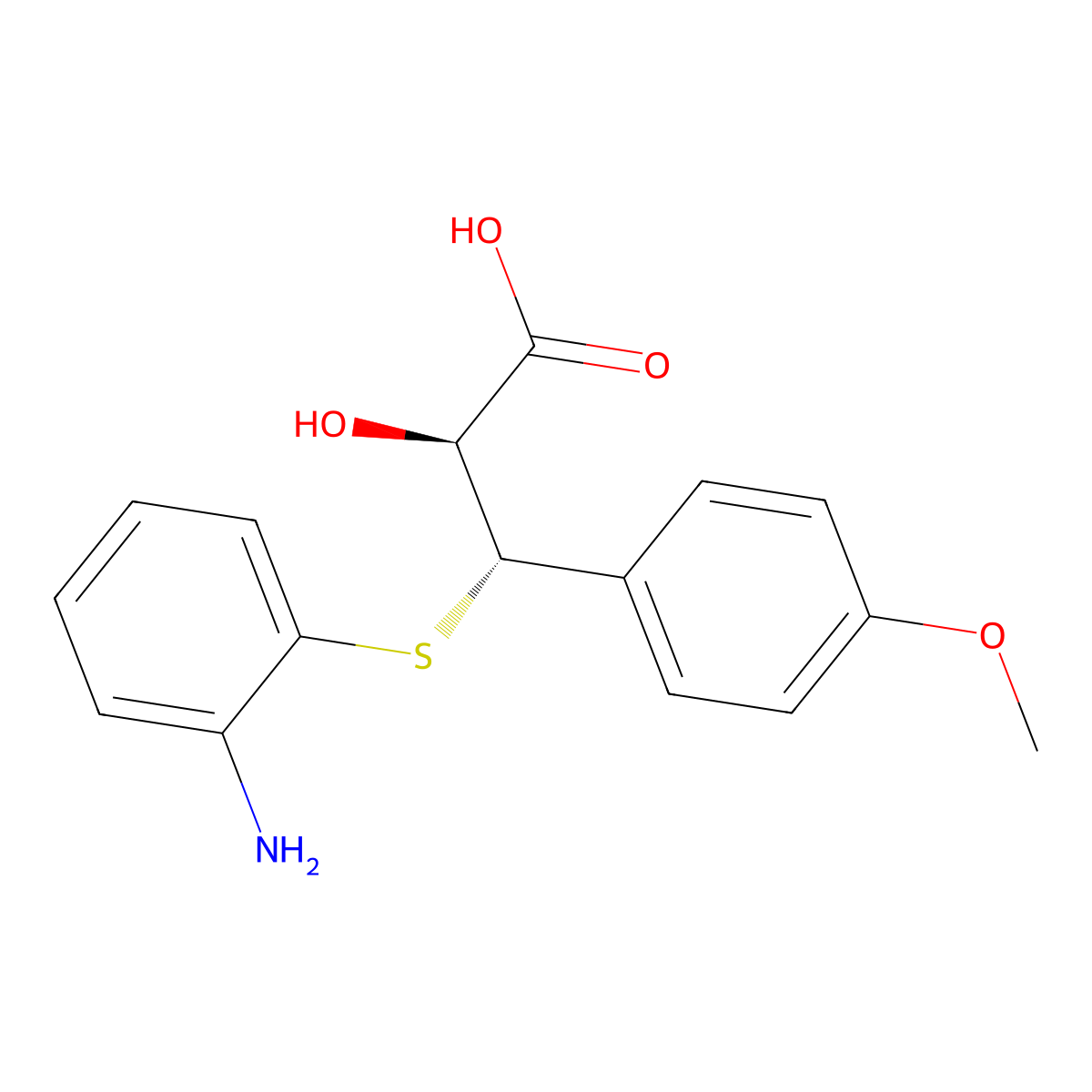 (S-(R*,R*))-3-((o-Aminophenyl)thio)-3-(p-methoxyphenyl)lactic acid molecular structure, CAS 30193-57-8