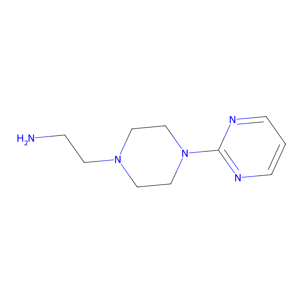 1-Piperazineethanamine, 4-(2-pyrimidinyl)- molecular structure, CAS 30194-68-4