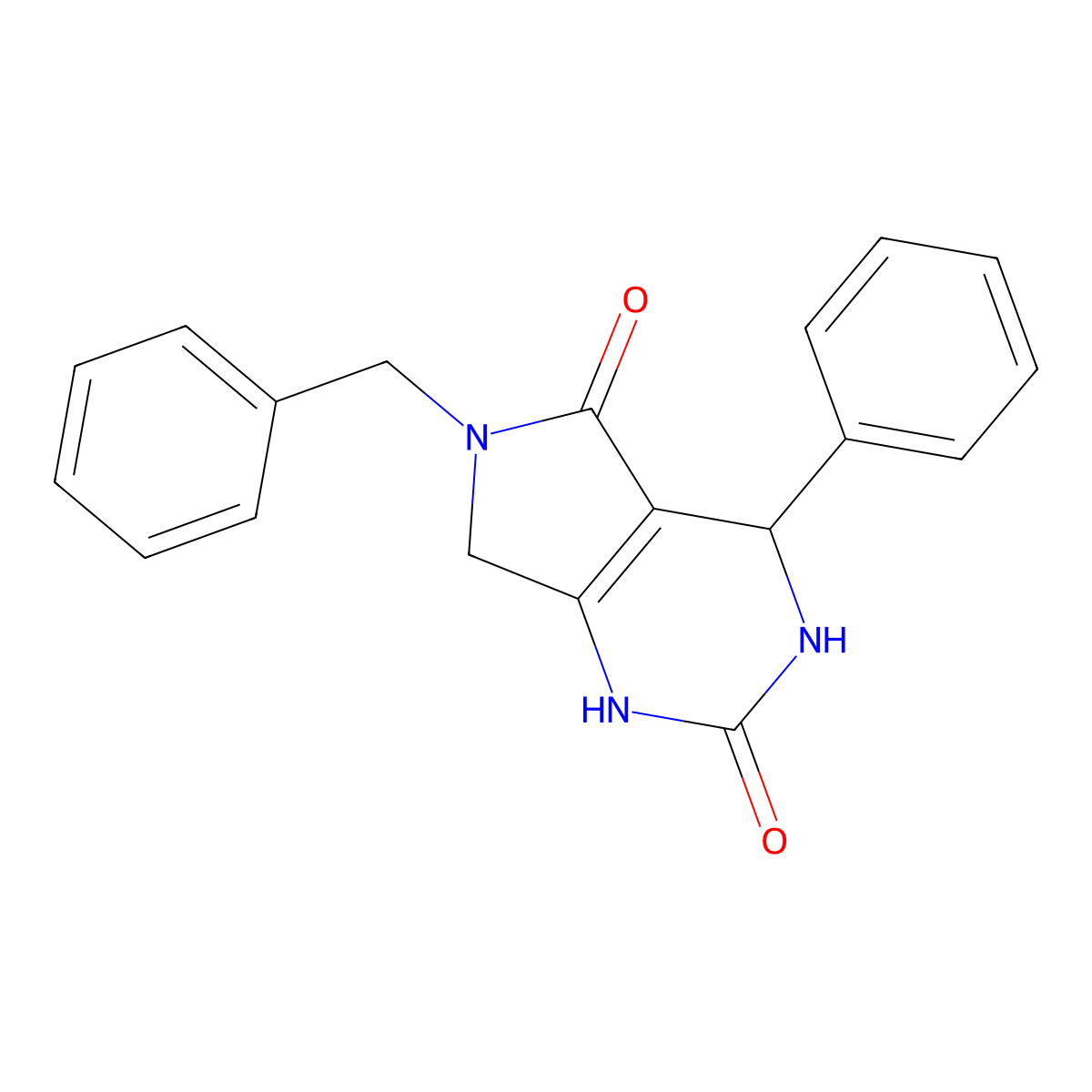 6-benzyl-4-phenyl-3,4,6,7-tetrahydro-1H-pyrrolo[3,4-d]pyrimidine-2,5-dione molecular structure, CAS 30196-48-6