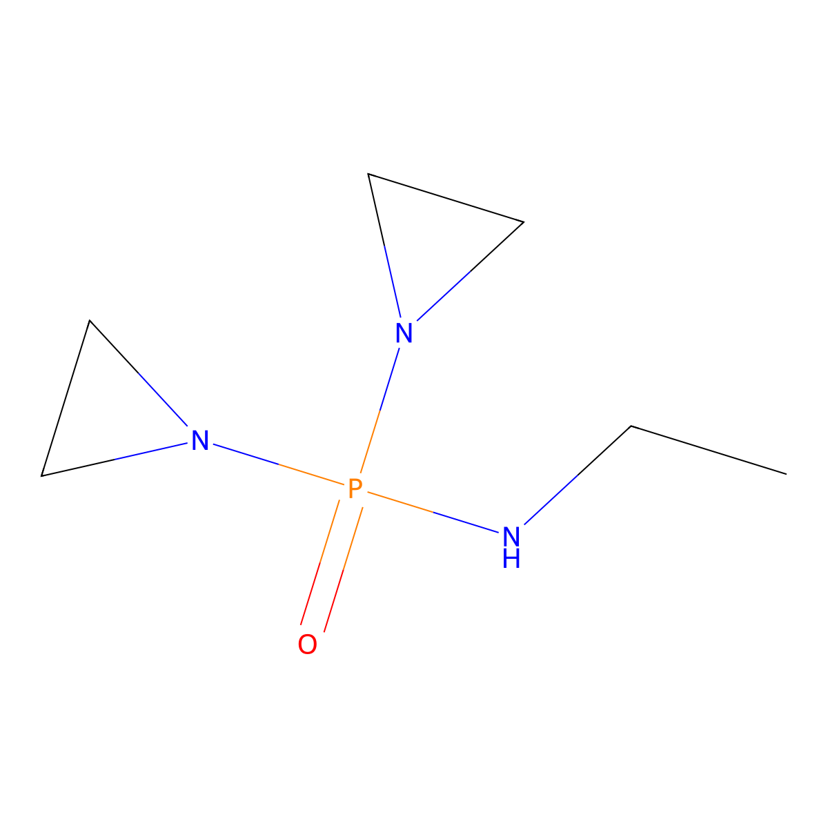 Ethylaminobis(1-aziridinyl)phosphine oxide molecular structure, CAS 302-48-7