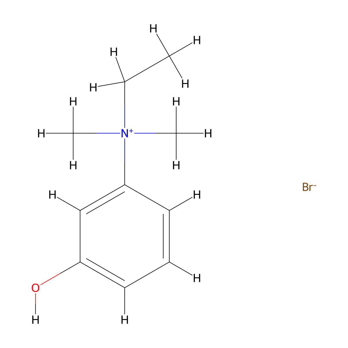 Benzenaminium, N-ethyl-3-hydroxy-N,N-dimethyl-, bromide (1:1) molecular structure, CAS 302-83-0
