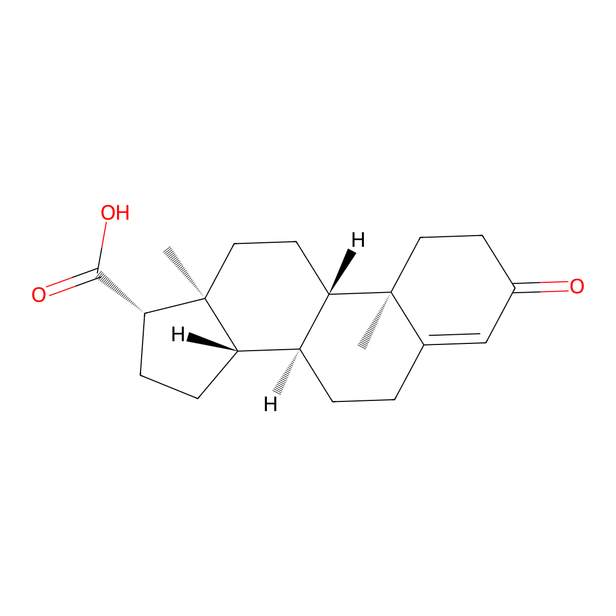 (17beta)-3-Oxoandrost-4-ene-17-carboxylic acid molecular structure, CAS 302-97-6
