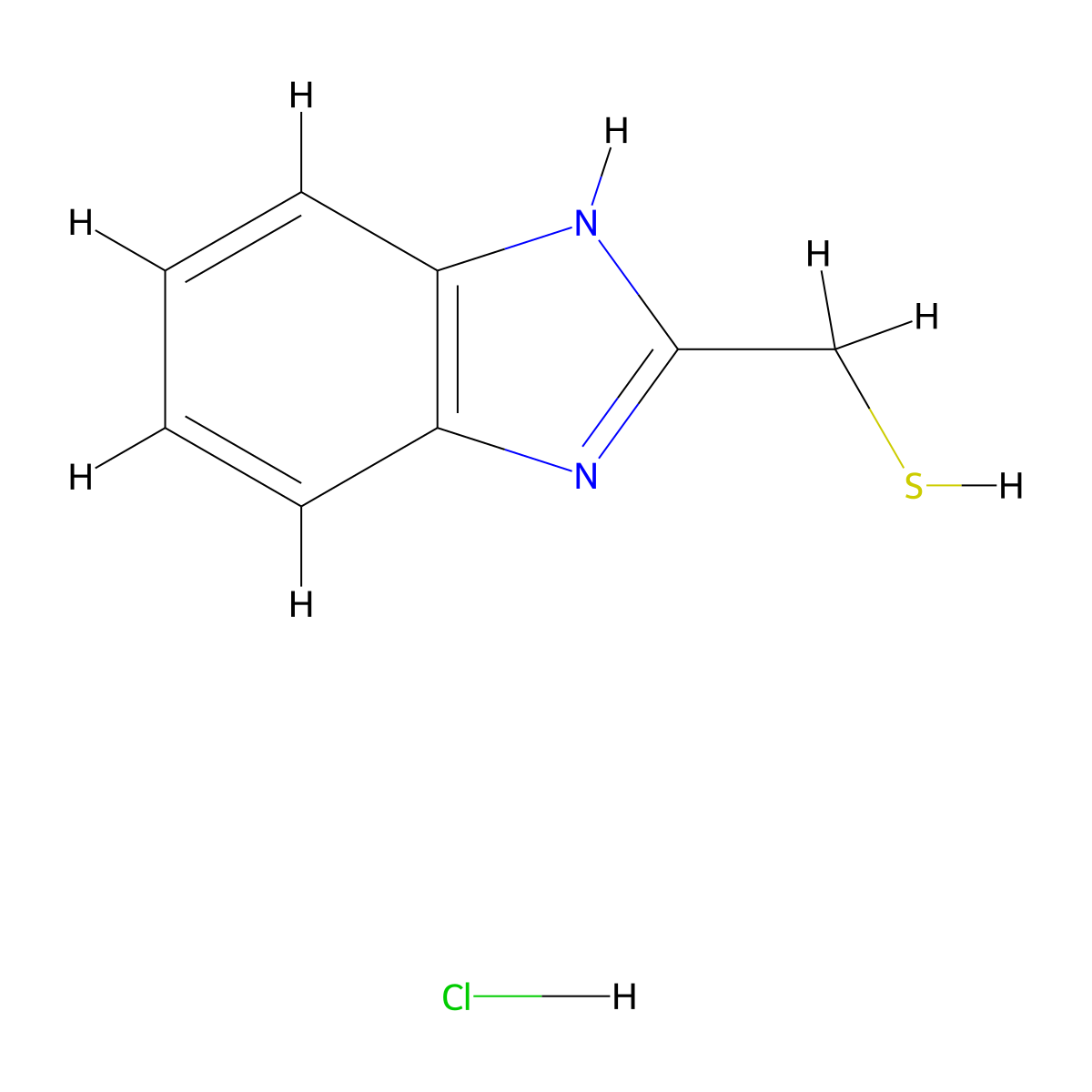 1H-Benzimidazol-2-Ylmethanethiol Hydrochloride molecular structure, CAS 3020-65-3