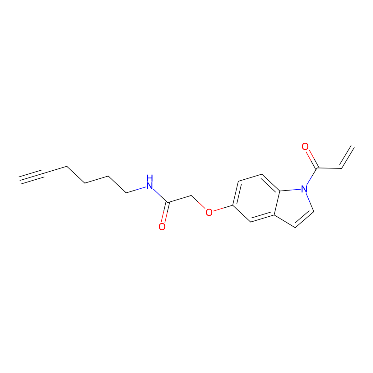 N-hex-5-ynyl-2-(1-prop-2-enoylindol-5-yl)oxyacetamide molecular structure, CAS 3020685-33-7