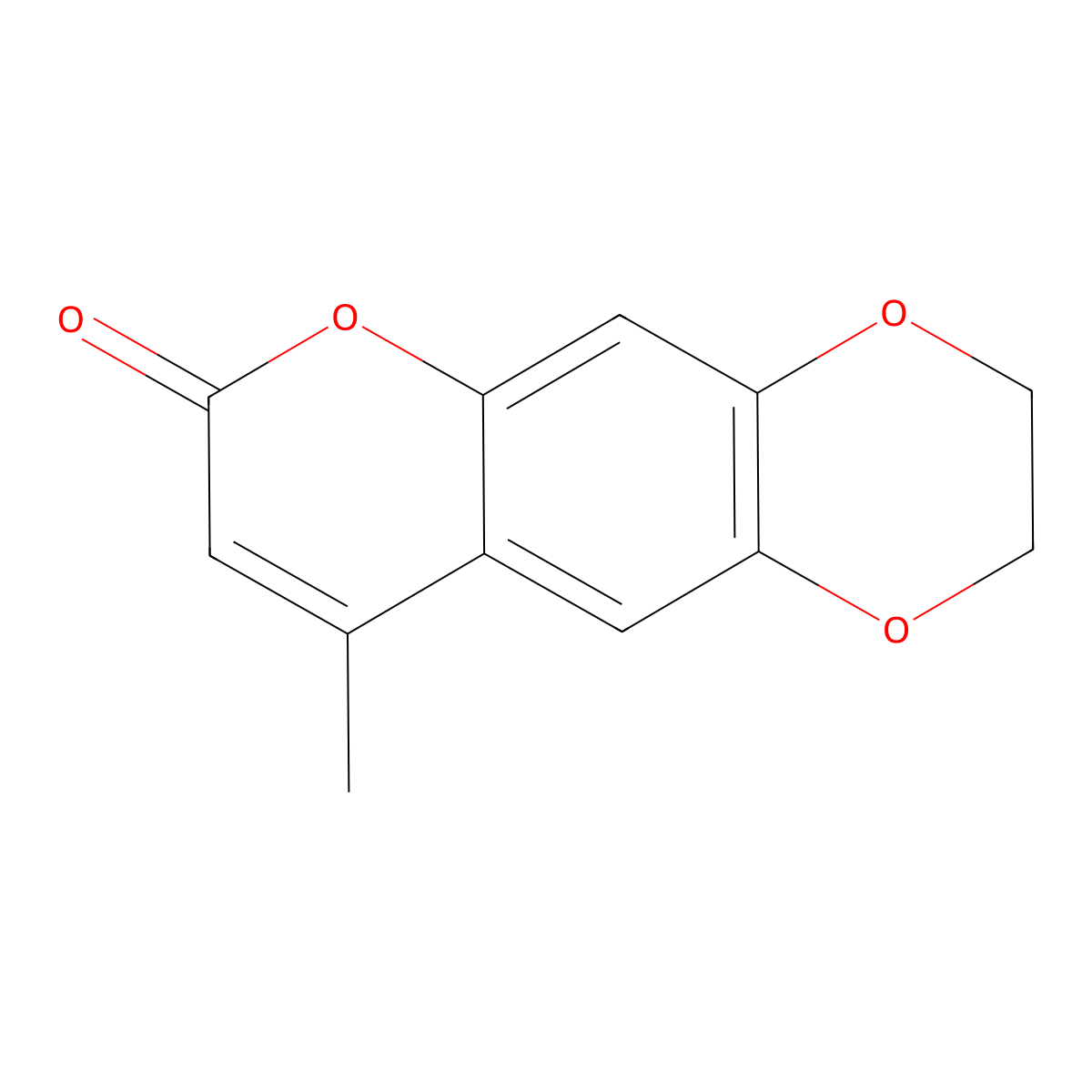 7H-Pyrano(2,3-g)-1,4-benzodioxin-7-one, 2,3-dihydro-9-methyl- molecular structure, CAS 30211-36-0