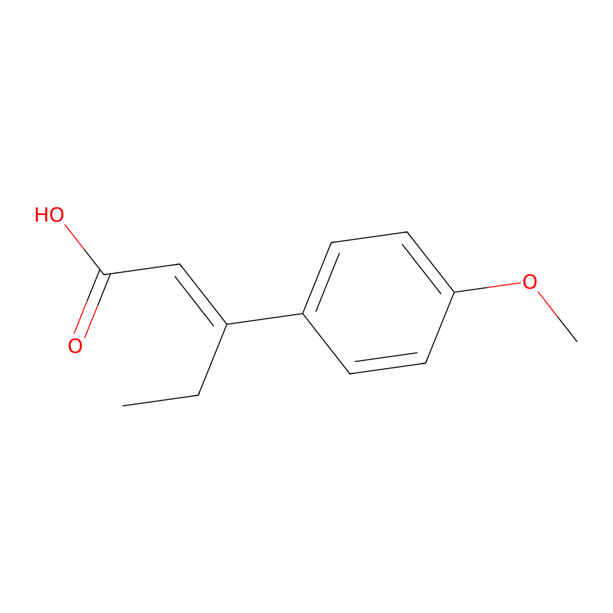 Cinnamic acid, beta-ethyl-p-methoxy-, (E)- molecular structure, CAS 30219-42-2