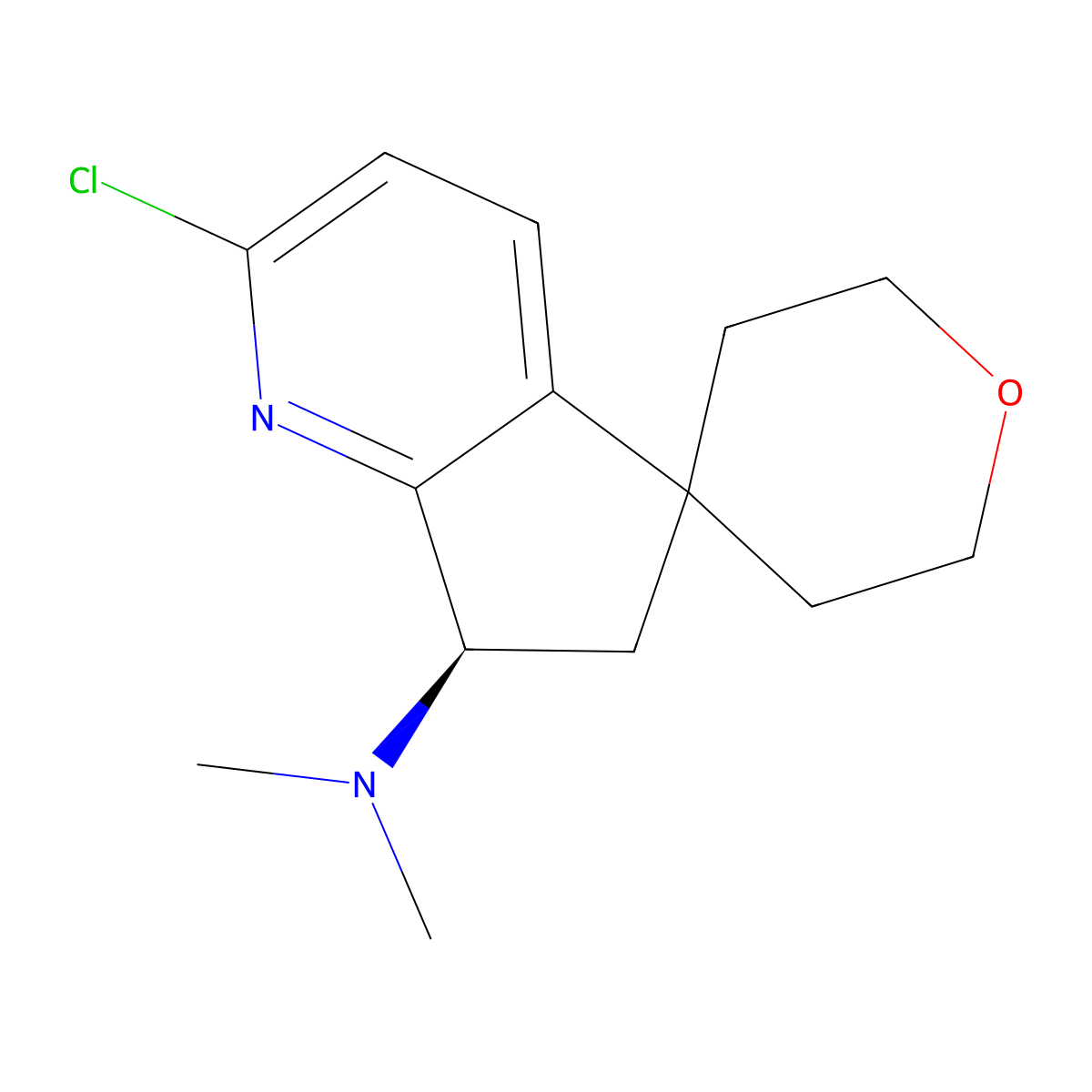 (R)-2-chloro-N,N-dimethyl-2',3',5',6,6',7-hexahydrospiro[cyclopenta[b]pyridine-5,4'-pyran]-7-amine molecular structure, CAS 3022265-26-2