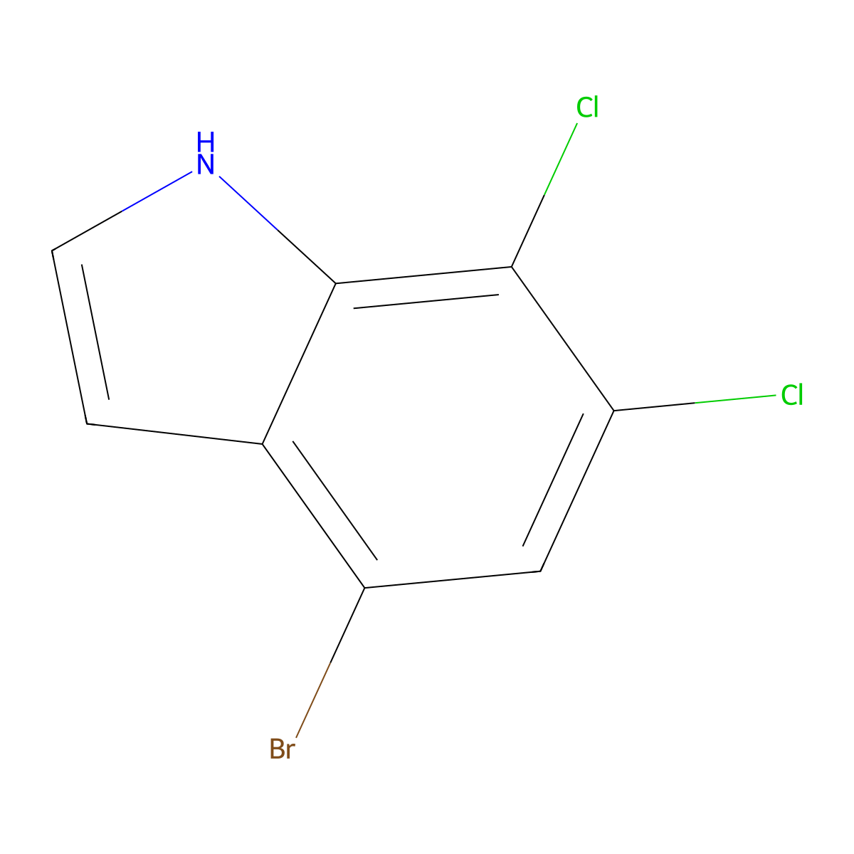 4-Bromo-6,7-dichloro-1H-indole molecular structure, CAS 3022404-04-9