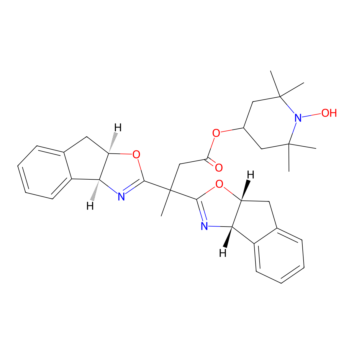 1-Hydroxy-2,2,6,6-tetramethylpiperidin-4-YL 3,3-bis((3AS,8AR)-3A,8A-dihydro-8H-indeno[1,2-D]oxazol-2-YL)butanoate molecular structure, CAS 3022856-31-8