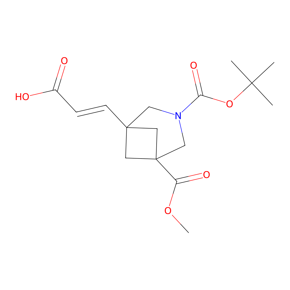 (2E)-3-{3-[(tert-butoxy)carbonyl]-5-(methoxycarbonyl)-3-azabicyclo[3.1.1]heptan-1-yl}prop-2-enoic acid molecular structure, CAS 3022922-21-7