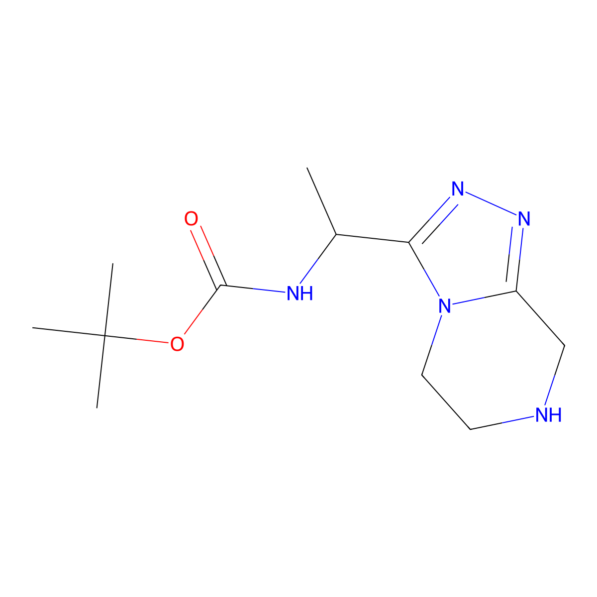 tert-butyl N-(1-{5H,6H,7H,8H-[1,2,4]triazolo[4,3-a]pyrazin-3-yl}ethyl)carbamate molecular structure, CAS 3022947-27-6