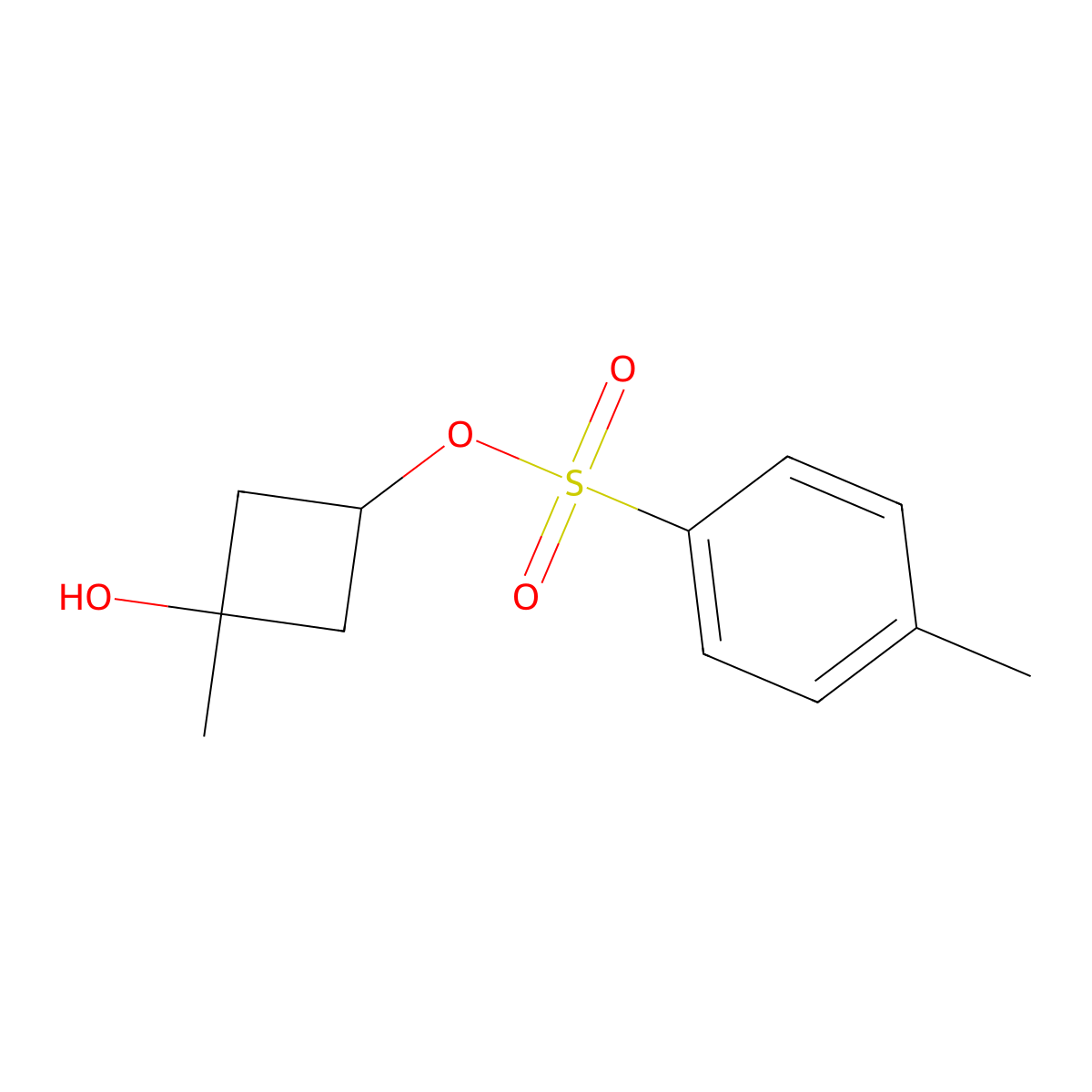 Rel-(1s,3s)-3-hydroxy-3-methylcyclobutyl 4-methylbenzenesulfonate molecular structure, CAS 3022949-30-7