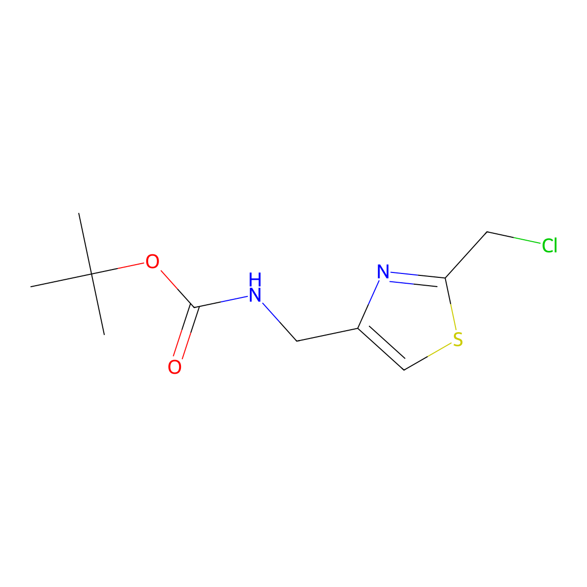 tert-butyl N-{[2-(chloromethyl)-1,3-thiazol-4-yl]methyl}carbamate molecular structure, CAS 3022949-97-6