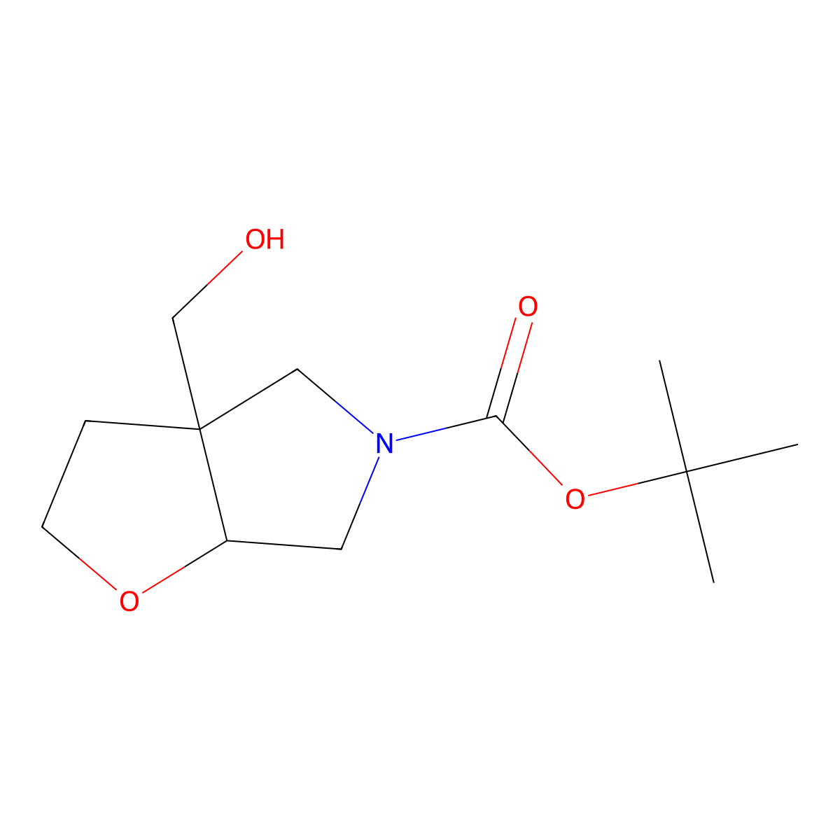 tert-butyl 3a-(hydroxymethyl)-hexahydro-2H-furo[2,3-c]pyrrole-5-carboxylate molecular structure, CAS 3022954-84-0