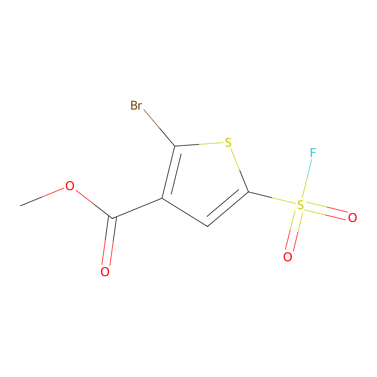 Methyl 2-bromo-5-(fluorosulfonyl)thiophene-3-carboxylate molecular structure, CAS 3022955-39-8