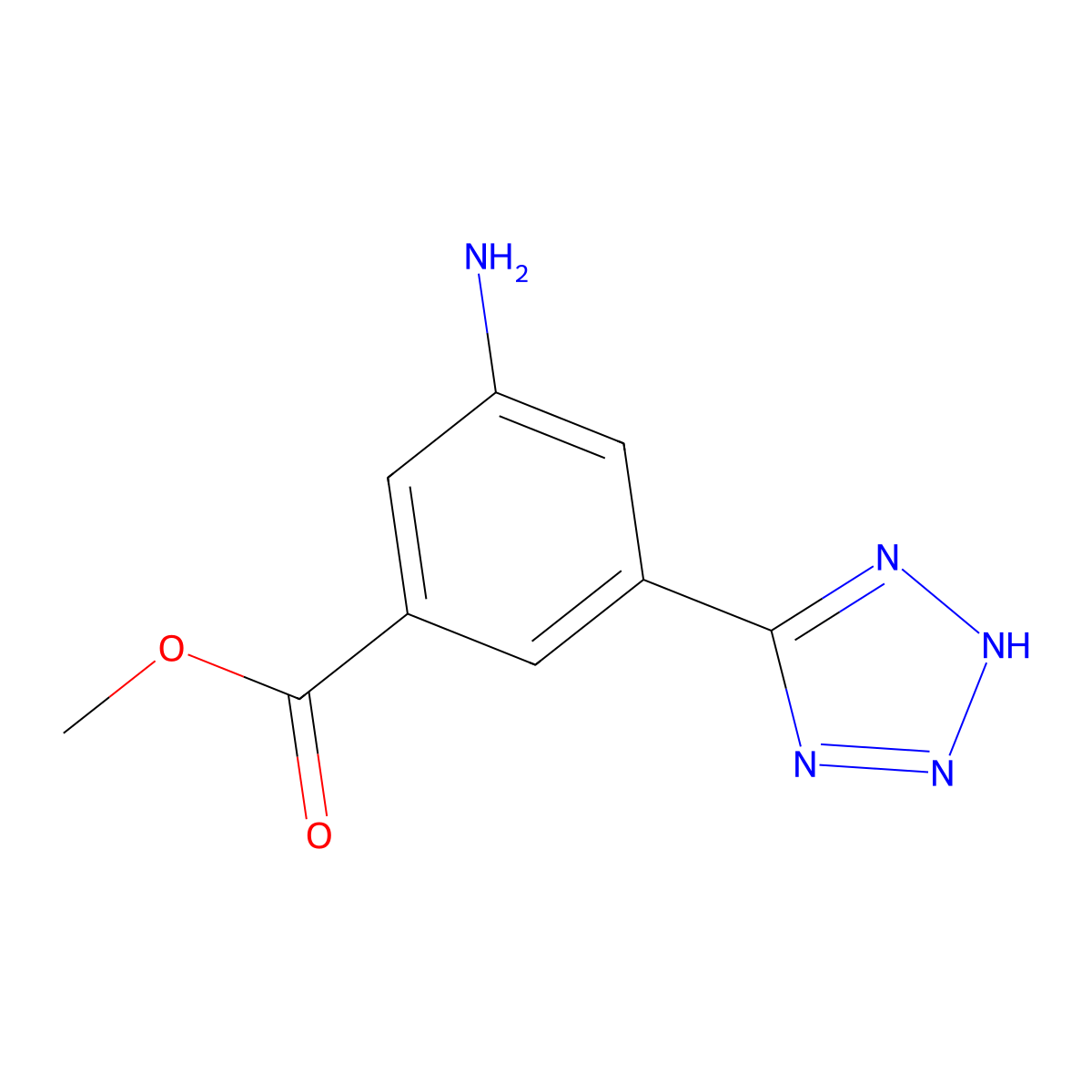 methyl 3-amino-5-(1H-1,2,3,4-tetrazol-5-yl)benzoate molecular structure, CAS 3022955-95-6