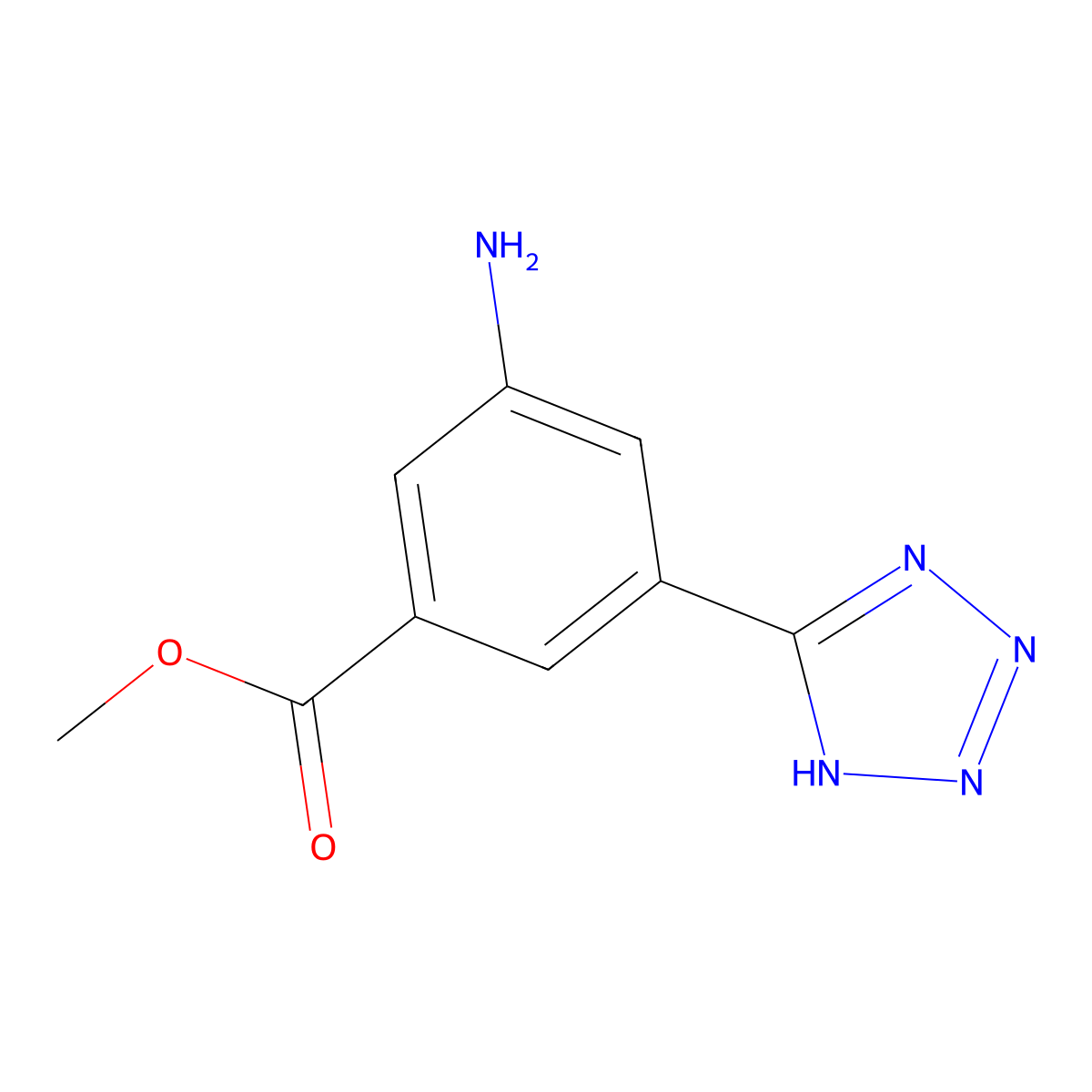 methyl 3-amino-5-(1H-1,2,3,4-tetrazol-5-yl)benzoate molecular structure, CAS 3022955-95-6