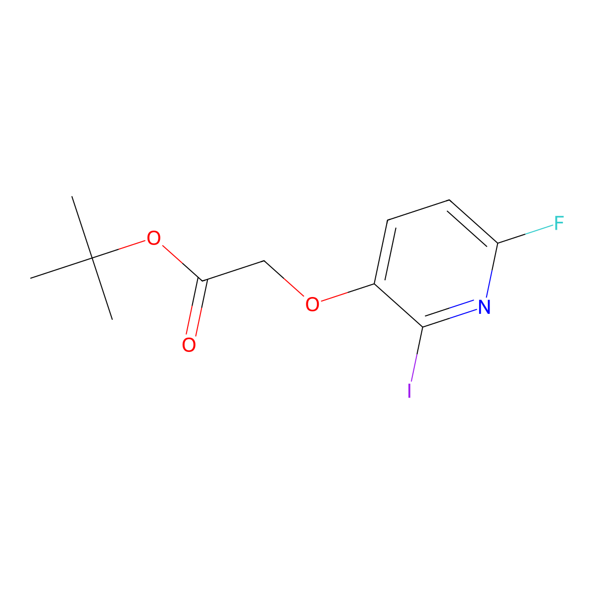 Tert-butyl 2-[(6-fluoro-2-iodopyridin-3-yl)oxy]acetate molecular structure, CAS 3022956-27-7