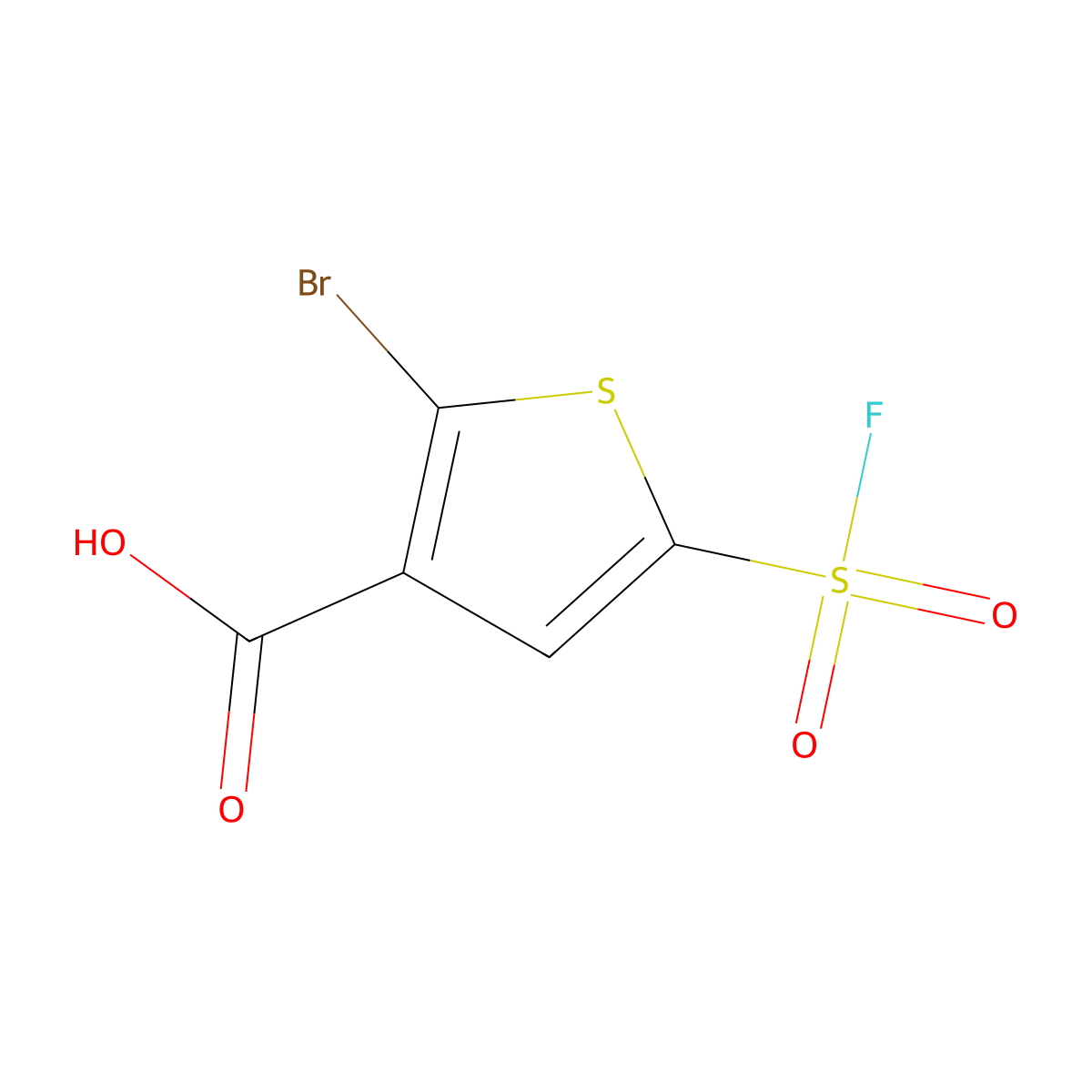 2-Bromo-5-(fluorosulfonyl)thiophene-3-carboxylic acid molecular structure, CAS 3022956-92-6