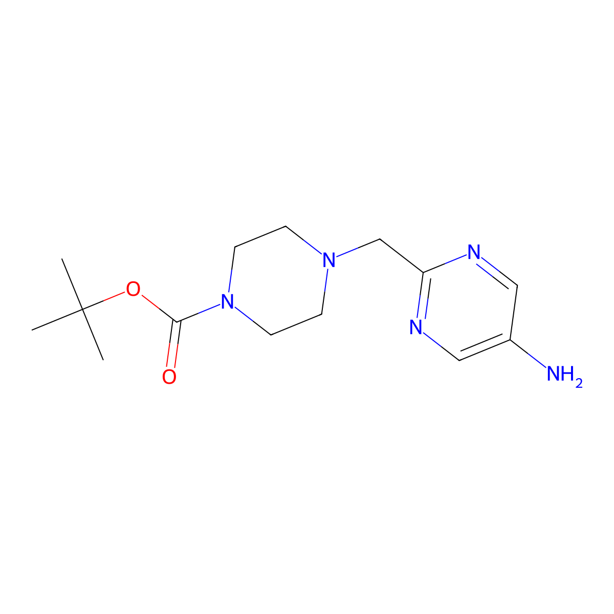 Tert-butyl 4-[(5-aminopyrimidin-2-yl)methyl]piperazine-1-carboxylate molecular structure, CAS 3022989-94-9