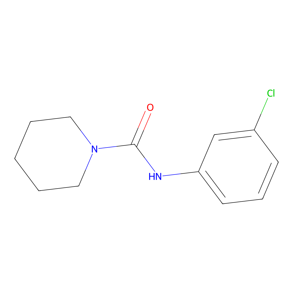 1-(3-Chlorophenylcarbamoyl)piperidine molecular structure, CAS 3023-72-1